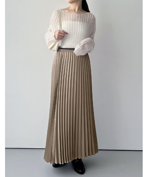 Re:EDIT（リエディ）の「[2024SS COLLECTION][低身長サイズ有]グリッタープリーツスカート（スカート・レディース・ベージュ系その他/ブラック/シルバー・SHORT/MEDIUM/LARGE）」の11枚目の写真