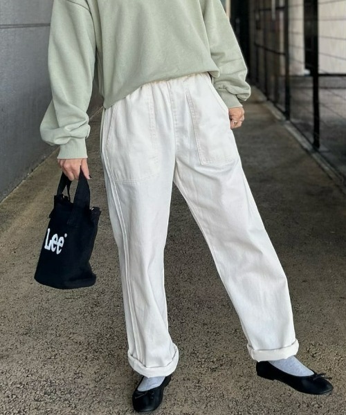 BACK NUMBER(バックナンバー)の「【BACK NUMBER】ペインターイージーパンツ(カーゴパンツ・レディース・キナリ・S/M/L)」の1枚目の写真