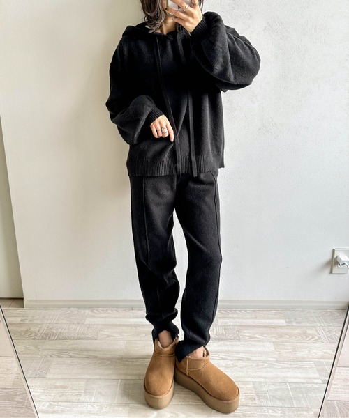 AMELY(エミリー)の「《mayoさんコラボ》ニットフーディー(ニット/セーター・レディース・グレー/モカ/ブラック・M/L)」の4枚目の写真