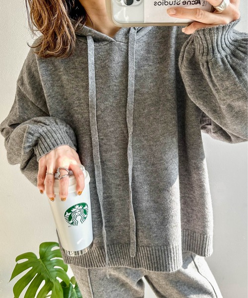 AMELY(エミリー)の「《mayoさんコラボ》ニットフーディー(ニット/セーター・レディース・グレー/モカ/ブラック・M/L)」の8枚目の写真