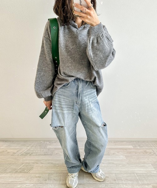 AMELY(エミリー)の「《mayoさんコラボ》ニットフーディー(ニット/セーター・レディース・グレー/モカ/ブラック・M/L)」の14枚目の写真