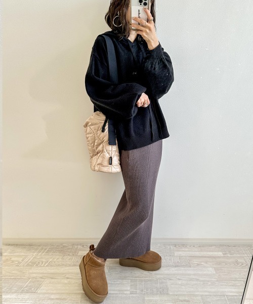 AMELY(エミリー)の「《mayoさんコラボ》ニットフーディー(ニット/セーター・レディース・グレー/モカ/ブラック・M/L)」の7枚目の写真