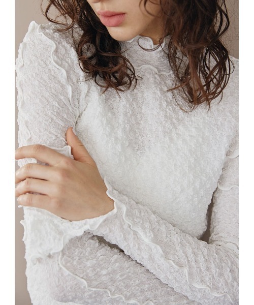 COEL（コエル）の「ジャガードメロウカットソー（Tシャツ/カットソー・レディース・ブラック/ホワイト/ミント・FREE）」の2枚目の写真