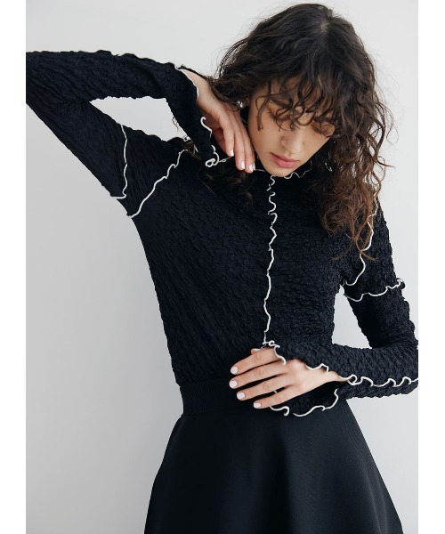 COEL（コエル）の「ジャガードメロウカットソー（Tシャツ/カットソー・レディース・ブラック/ホワイト/ミント・FREE）」の3枚目の写真