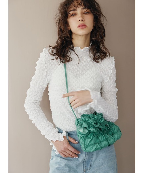 COEL（コエル）の「ジャガードメロウカットソー（Tシャツ/カットソー・レディース・ブラック/ホワイト/ミント・FREE）」の5枚目の写真