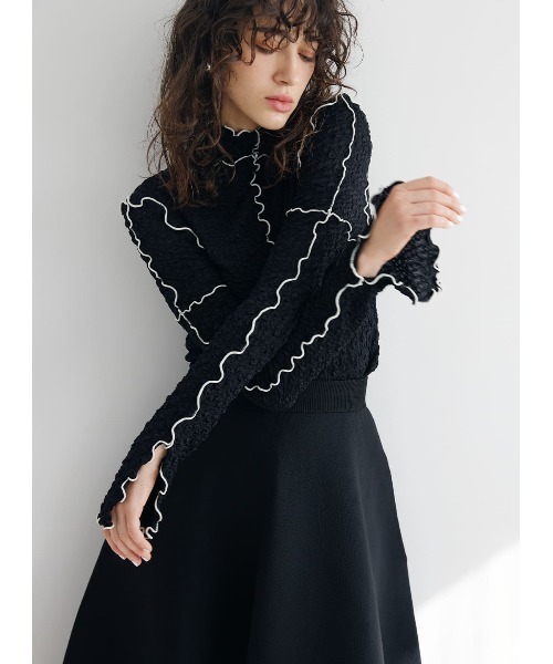 COEL（コエル）の「ジャガードメロウカットソー（Tシャツ/カットソー・レディース・ブラック/ホワイト/ミント・FREE）」の14枚目の写真