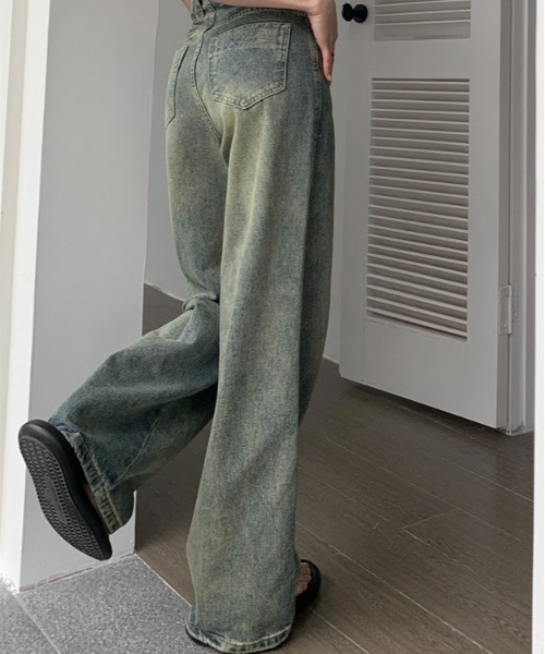 shameless（シェイムレス）の「ヴィンテージライクセミワイドデニム（デニムパンツ・レディース・サックスブルー・M/S/L）」の9枚目の写真