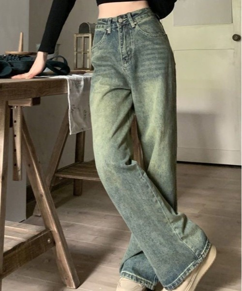 shameless（シェイムレス）の「ヴィンテージライクセミワイドデニム（デニムパンツ・レディース・サックスブルー・M/S/L）」の21枚目の写真