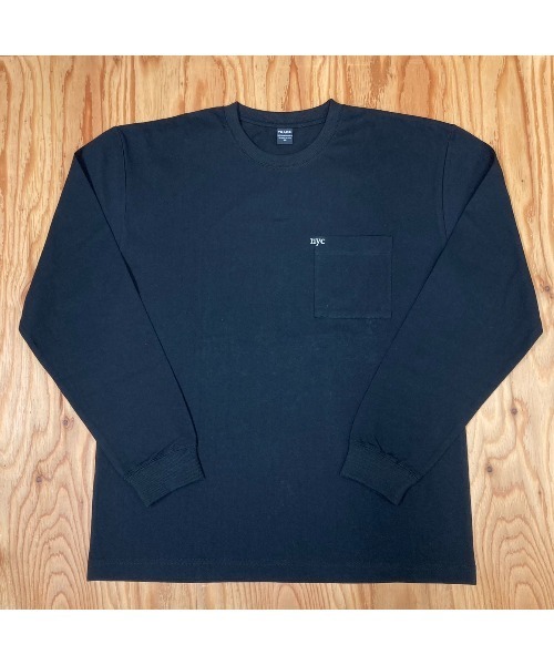 VIBGYOR(ヴィブジョー)の「ヘヴィウェイト天竺 ポケット刺繍 長袖 クルーネック(Tシャツ/カットソー・メンズ・ホワイト/イエロー系その他/ブラック・MEDIUM/LARGE)」の2枚目の写真