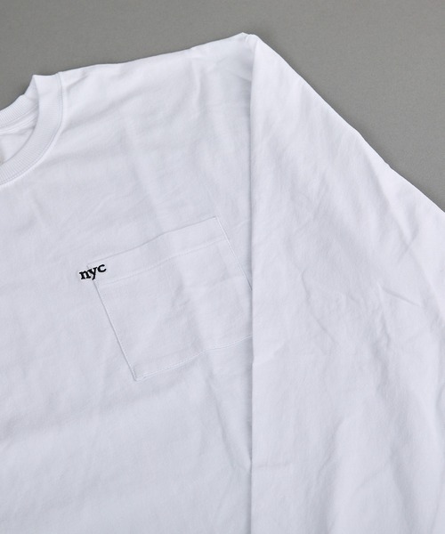 VIBGYOR(ヴィブジョー)の「ヘヴィウェイト天竺 ポケット刺繍 長袖 クルーネック(Tシャツ/カットソー・メンズ・ホワイト/イエロー系その他/ブラック・MEDIUM/LARGE)」の5枚目の写真