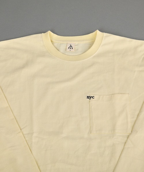 VIBGYOR(ヴィブジョー)の「ヘヴィウェイト天竺 ポケット刺繍 長袖 クルーネック(Tシャツ/カットソー・メンズ・ホワイト/イエロー系その他/ブラック・MEDIUM/LARGE)」の8枚目の写真