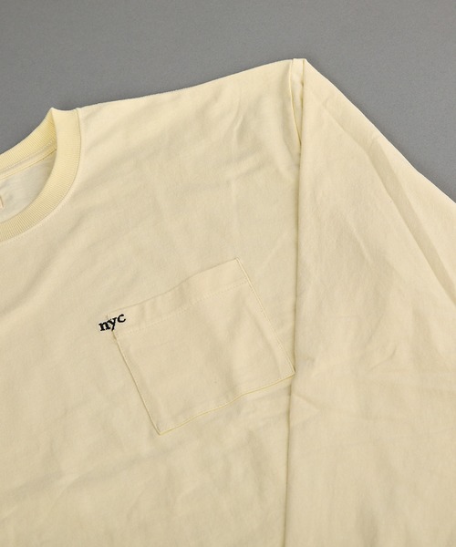 VIBGYOR(ヴィブジョー)の「ヘヴィウェイト天竺 ポケット刺繍 長袖 クルーネック(Tシャツ/カットソー・メンズ・ホワイト/イエロー系その他/ブラック・MEDIUM/LARGE)」の9枚目の写真