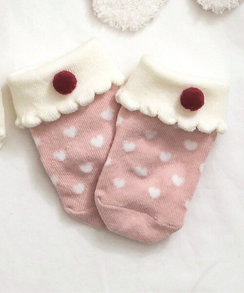 apres les cours(アプレレクール)の「おやつモチーフソックス(ベビーシューズ/ベビーソックス・キッズ・ピンク/アイボリー・12/9)」の2枚目の写真
