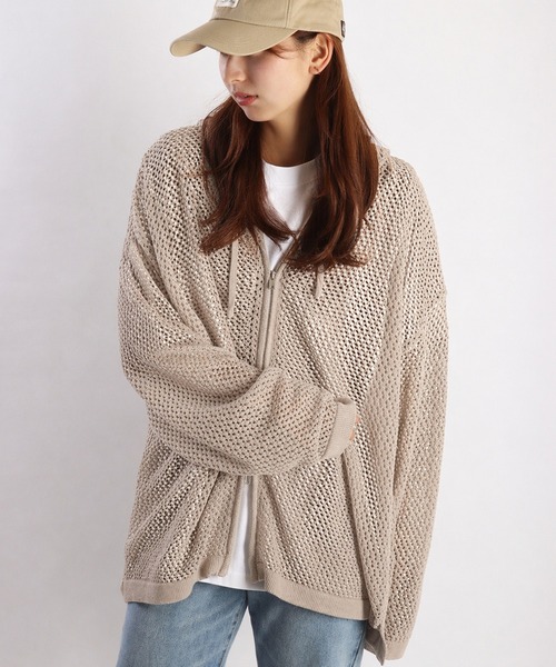 WESTSEA(ウエストシー)の「透かし編みニット / シアーニット オーバーサイズ ZIPパーカー(パーカー・メンズ・ライトグレー/ナチュラル/ブラック/チャコール/マスタード・L/M)」の20枚目の写真