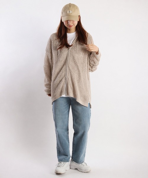 WESTSEA(ウエストシー)の「透かし編みニット / シアーニット オーバーサイズ ZIPパーカー(パーカー・メンズ・ライトグレー/ナチュラル/ブラック/チャコール/マスタード・L/M)」の16枚目の写真