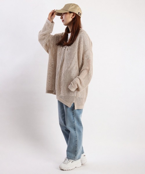 WESTSEA(ウエストシー)の「透かし編みニット / シアーニット オーバーサイズ ZIPパーカー(パーカー・メンズ・ライトグレー/ナチュラル/ブラック/チャコール/マスタード・L/M)」の18枚目の写真