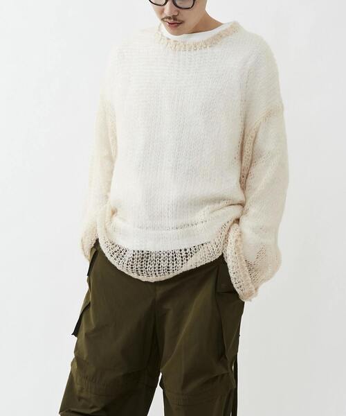 CONVERSE TOKYO(コンバーストウキョウ)の「SHEER MESH KNIT PULLOVER(ニット/セーター・レディース・グレー/ネイビー/ホワイト・FREE)」の7枚目の写真