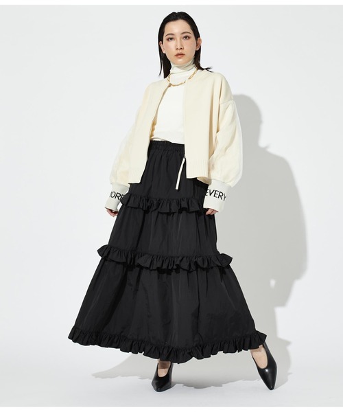 Settimissimo（セッティミッシモ）の「ナイロンタフタ フリル ティアード フレア スカート（スカート・レディース・ブラック/グレー・FREE）」の13枚目の写真