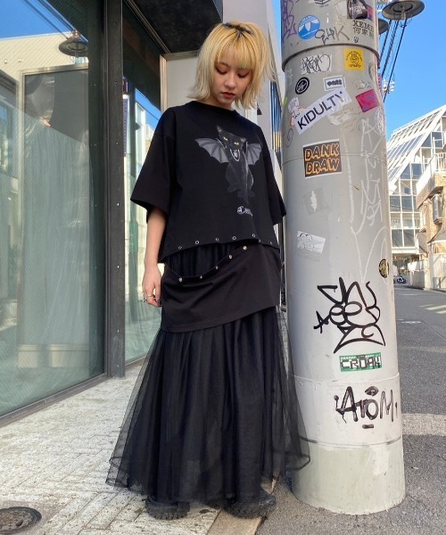 Candy Stripper(キャンディストリッパー)の「KITTEN DEVIL 2WAY Tシャツ(Tシャツ/カットソー・レディース・オフホワイト/ブラック・2)」の14枚目の写真