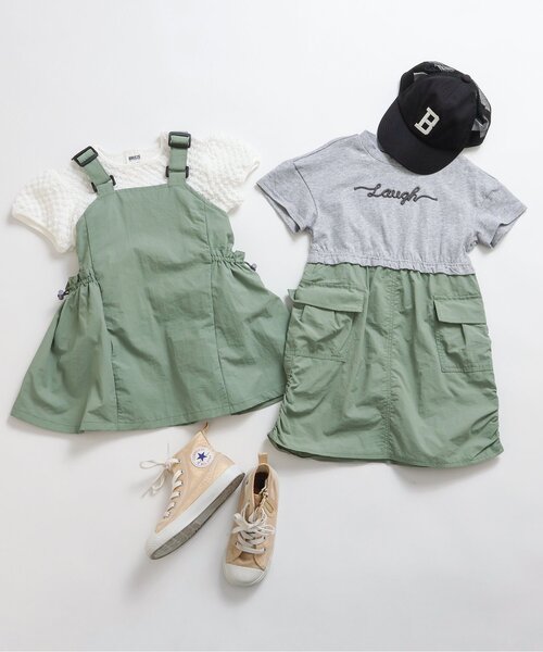 BREEZE(ブリーズ)の「シャカシャカドロストポケットジャンスカ(ジャンパースカート・キッズ・チャコール/カーキ・80/90/100/110/120/130)」の8枚目の写真