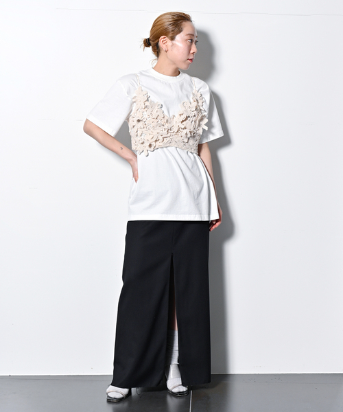 セール】【MARGE/マージ】Floral lace cropped ビスチェ（ベスト