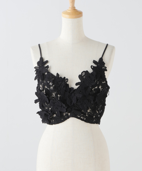 MARGE / レース ビスチェ Floral lace cropped 黒 セール】【MARGE/マージ】Floral lace cropped ビスチェ(ベスト