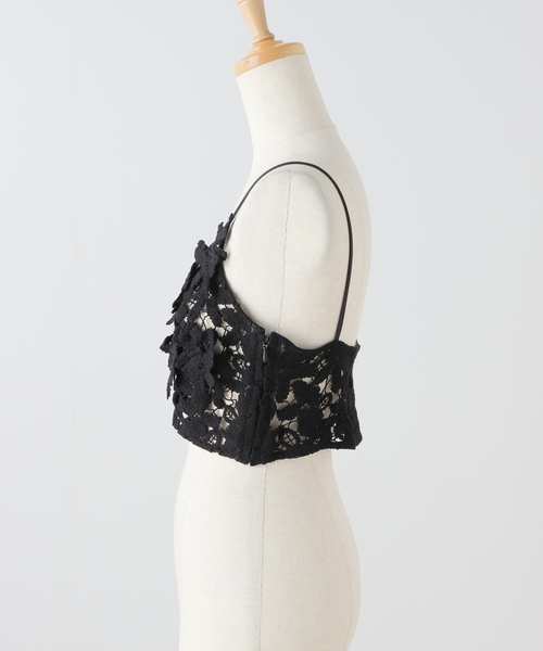 MARGE / レース ビスチェ Floral lace cropped 黒 セール】【MARGE/マージ】Floral lace cropped ビスチェ（ベスト