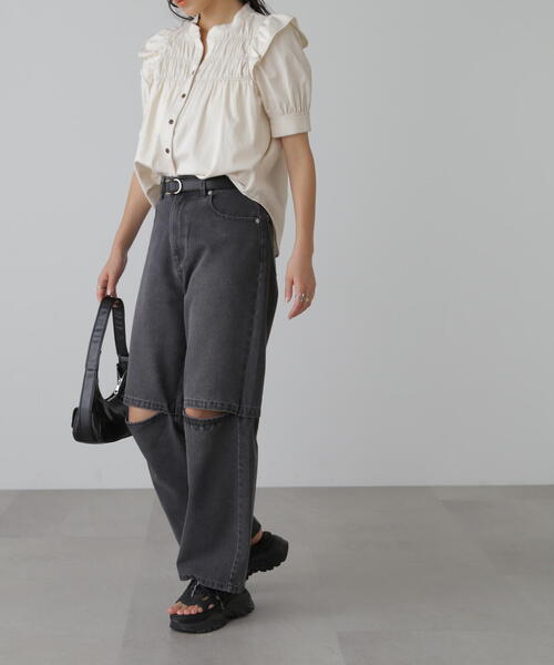 FREE'S MART（フリーズマート）の「◆[低身長サイズ/Sシリーズ]ニーオープンストレートデニム（デニムパンツ・レディース・ブルー系その他3/ブラック系その他・MEDIUM/SMALL/X-SMALL）」の19枚目の写真