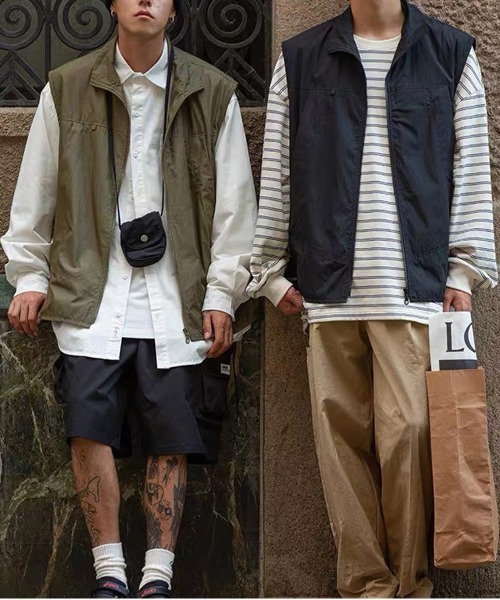 NEW GENTLEMAN(ニュージェントルマン)の「オーリー スタンドネック バルーンビッグベスト(ベスト・メンズ・ブラック/オリーブ・M/L)」の3枚目の写真