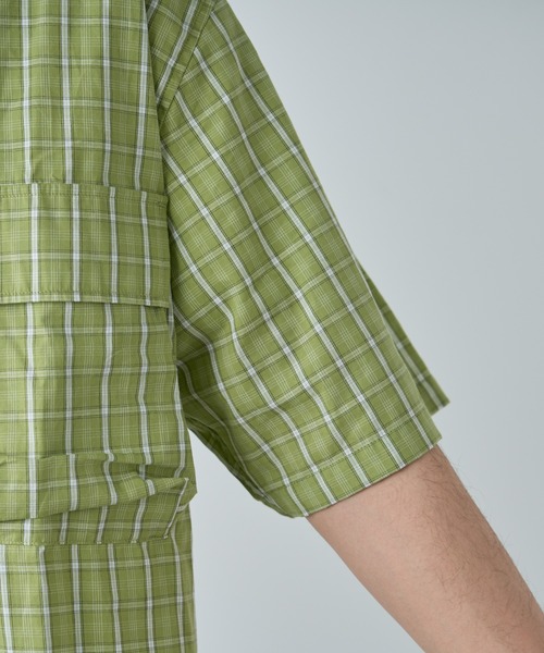 CIAOPANIC TYPY（チャオパニックティピー）の「【UNISEX】チェックアソートダブルポケット半袖シャツ（シャツ/ブラウス・メンズ・グレー/ブルー/グリーン・MEDIUM/LARGE）」の14枚目の写真