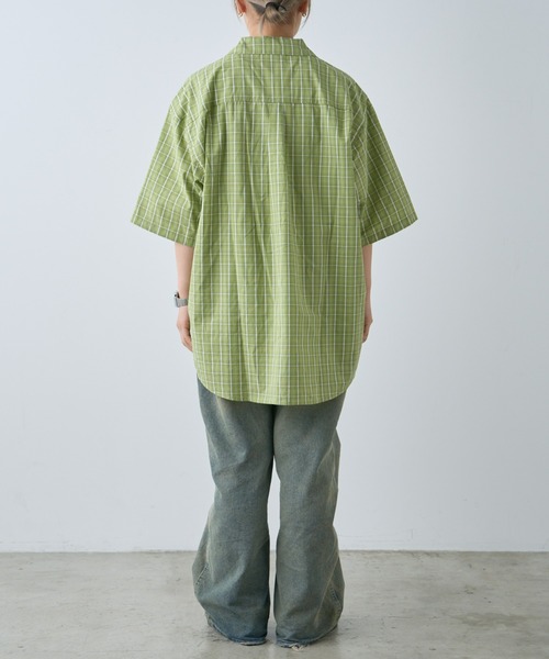 CIAOPANIC TYPY（チャオパニックティピー）の「【UNISEX】チェックアソートダブルポケット半袖シャツ（シャツ/ブラウス・メンズ・グレー/ブルー/グリーン・MEDIUM/LARGE）」の5枚目の写真