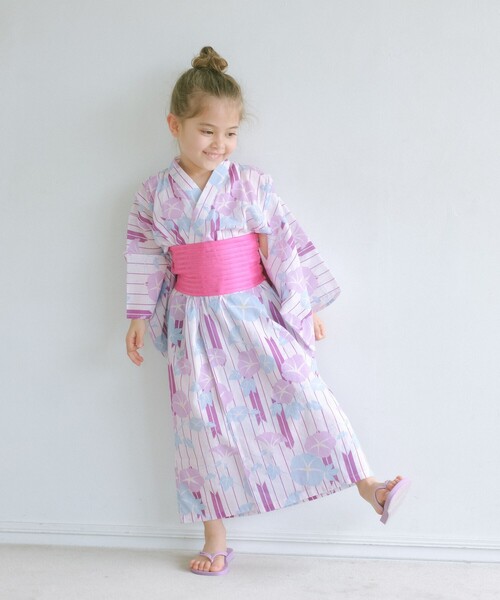 green label relaxing（グリーンレーベルリラクシング）の「GLR 浴衣 ヤバネ×アサガオ（浴衣・キッズ・オフホワイト/ライラック・S/M/L）」の21枚目の写真