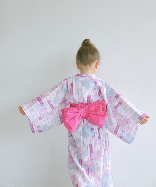 green label relaxing（グリーンレーベルリラクシング）の「GLR 浴衣 ヤバネ×アサガオ（浴衣・キッズ・オフホワイト/ライラック・S/M/L）」の22枚目の写真