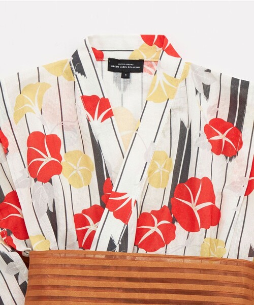 green label relaxing（グリーンレーベルリラクシング）の「GLR 浴衣 ヤバネ×アサガオ（浴衣・キッズ・オフホワイト/ライラック・S/M/L）」の3枚目の写真