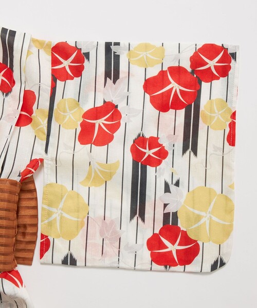 green label relaxing（グリーンレーベルリラクシング）の「GLR 浴衣 ヤバネ×アサガオ（浴衣・キッズ・オフホワイト/ライラック・S/M/L）」の4枚目の写真