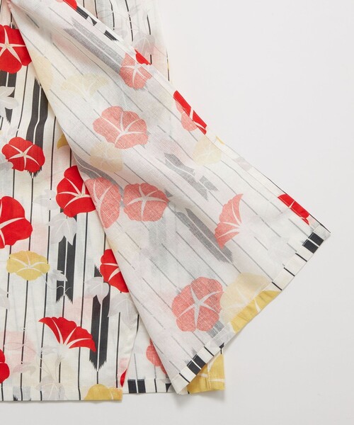 green label relaxing（グリーンレーベルリラクシング）の「GLR 浴衣 ヤバネ×アサガオ（浴衣・キッズ・オフホワイト/ライラック・S/M/L）」の5枚目の写真