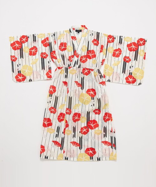 green label relaxing（グリーンレーベルリラクシング）の「GLR 浴衣 ヤバネ×アサガオ（浴衣・キッズ・オフホワイト/ライラック・S/M/L）」の10枚目の写真