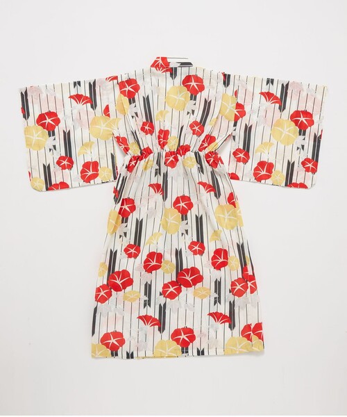 green label relaxing（グリーンレーベルリラクシング）の「GLR 浴衣 ヤバネ×アサガオ（浴衣・キッズ・オフホワイト/ライラック・S/M/L）」の11枚目の写真