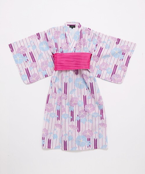 green label relaxing（グリーンレーベルリラクシング）の「GLR 浴衣 ヤバネ×アサガオ（浴衣・キッズ・オフホワイト/ライラック・S/M/L）」の15枚目の写真