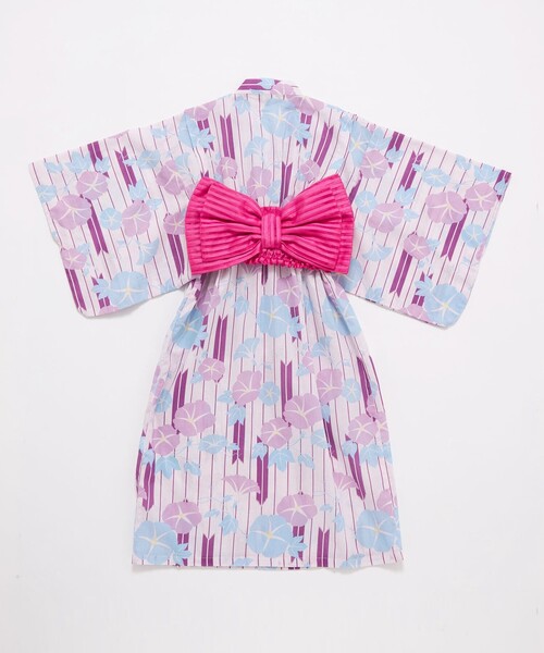 green label relaxing（グリーンレーベルリラクシング）の「GLR 浴衣 ヤバネ×アサガオ（浴衣・キッズ・オフホワイト/ライラック・S/M/L）」の16枚目の写真