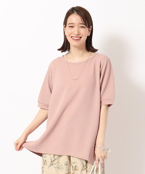 SHOO・LA・RUE（シューラルー）の「◆さらっと心地よいふくれジャカードAライントップス（Tシャツ/カットソー・レディース・グレー/ライトブルー/ベビーピンク/ブラック/ホワイト・04/03/02）」の5枚目の写真