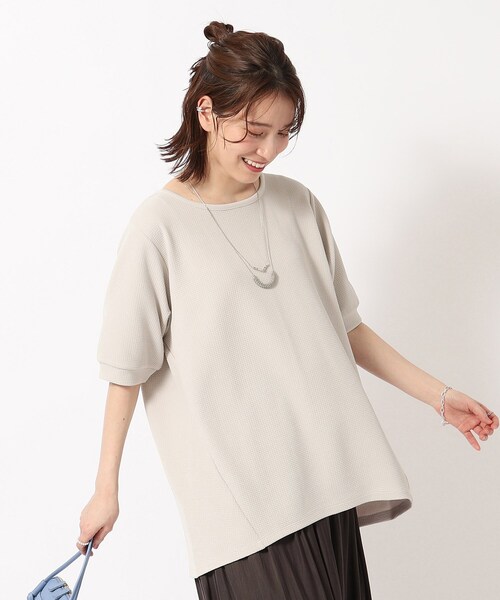 SHOO・LA・RUE（シューラルー）の「◆さらっと心地よいふくれジャカードAライントップス（Tシャツ/カットソー・レディース・グレー/ライトブルー/ベビーピンク/ブラック/ホワイト・04/03/02）」の3枚目の写真