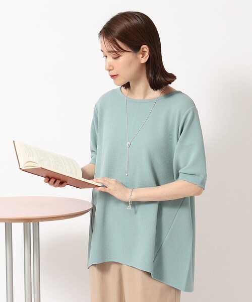 SHOO・LA・RUE（シューラルー）の「◆さらっと心地よいふくれジャカードAライントップス（Tシャツ/カットソー・レディース・グレー/ライトブルー/ベビーピンク/ブラック/ホワイト・04/03/02）」の4枚目の写真