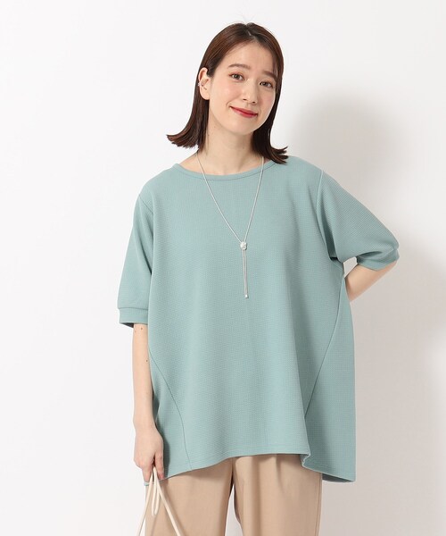 SHOO・LA・RUE（シューラルー）の「◆さらっと心地よいふくれジャカードAライントップス（Tシャツ/カットソー・レディース・グレー/ライトブルー/ベビーピンク/ブラック/ホワイト・04/03/02）」の14枚目の写真