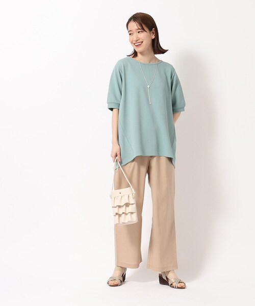 SHOO・LA・RUE（シューラルー）の「◆さらっと心地よいふくれジャカードAライントップス（Tシャツ/カットソー・レディース・グレー/ライトブルー/ベビーピンク/ブラック/ホワイト・04/03/02）」の16枚目の写真