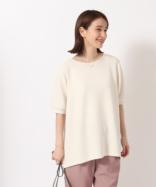 SHOO・LA・RUE（シューラルー）の「◆さらっと心地よいふくれジャカードAライントップス（Tシャツ/カットソー・レディース・グレー/ライトブルー/ベビーピンク/ブラック/ホワイト・04/03/02）」の18枚目の写真