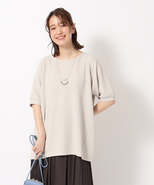 SHOO・LA・RUE（シューラルー）の「◆さらっと心地よいふくれジャカードAライントップス（Tシャツ/カットソー・レディース・グレー/ライトブルー/ベビーピンク/ブラック/ホワイト・04/03/02）」の22枚目の写真