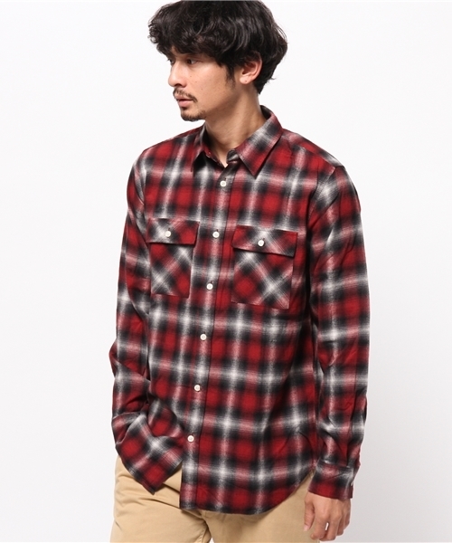 WEGO（ウィゴー）の「WEGO/オンブレチェックレギュラーシャツ（シャツ/ブラウス・メンズ・レッド系その他/ブラック系その他/ブルー系その他・MEDIUM/LARGE）」の16枚目の写真