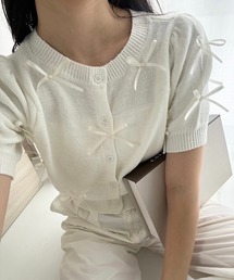 リボンいっぱいニットカーディガン