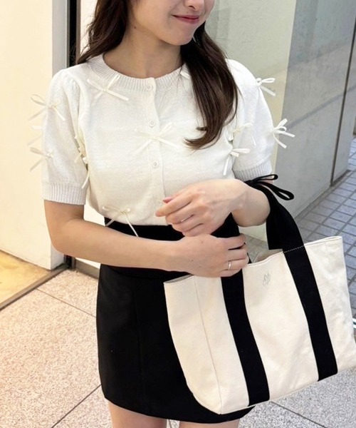 one after another NICE CLAUP(ワンアフターアナザーナイスクラップ)の「リボンいっぱいニットカーディガン(カーディガン/ボレロ・レディース・チャコールグレー/レッド/オフホワイト/グレー/ホワイト系その他・FREE)」の18枚目の写真